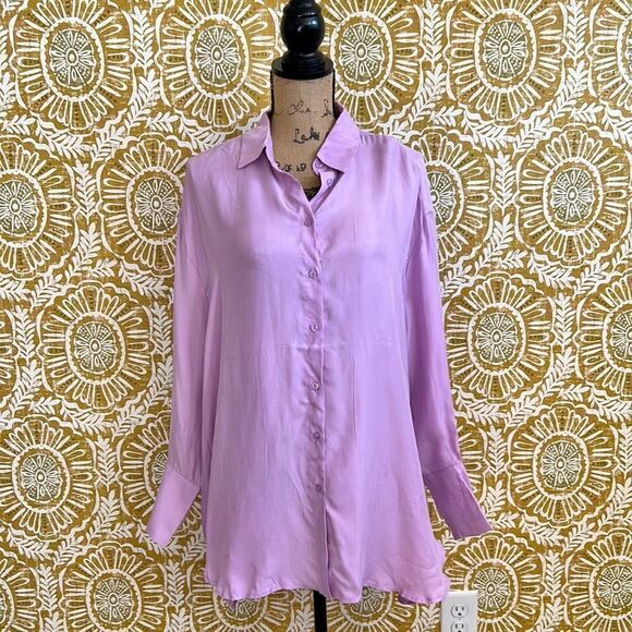 NWT LIONESS Not Your Average Shirt in Purple Oversized Button Down size XS - Picture 3 of 9